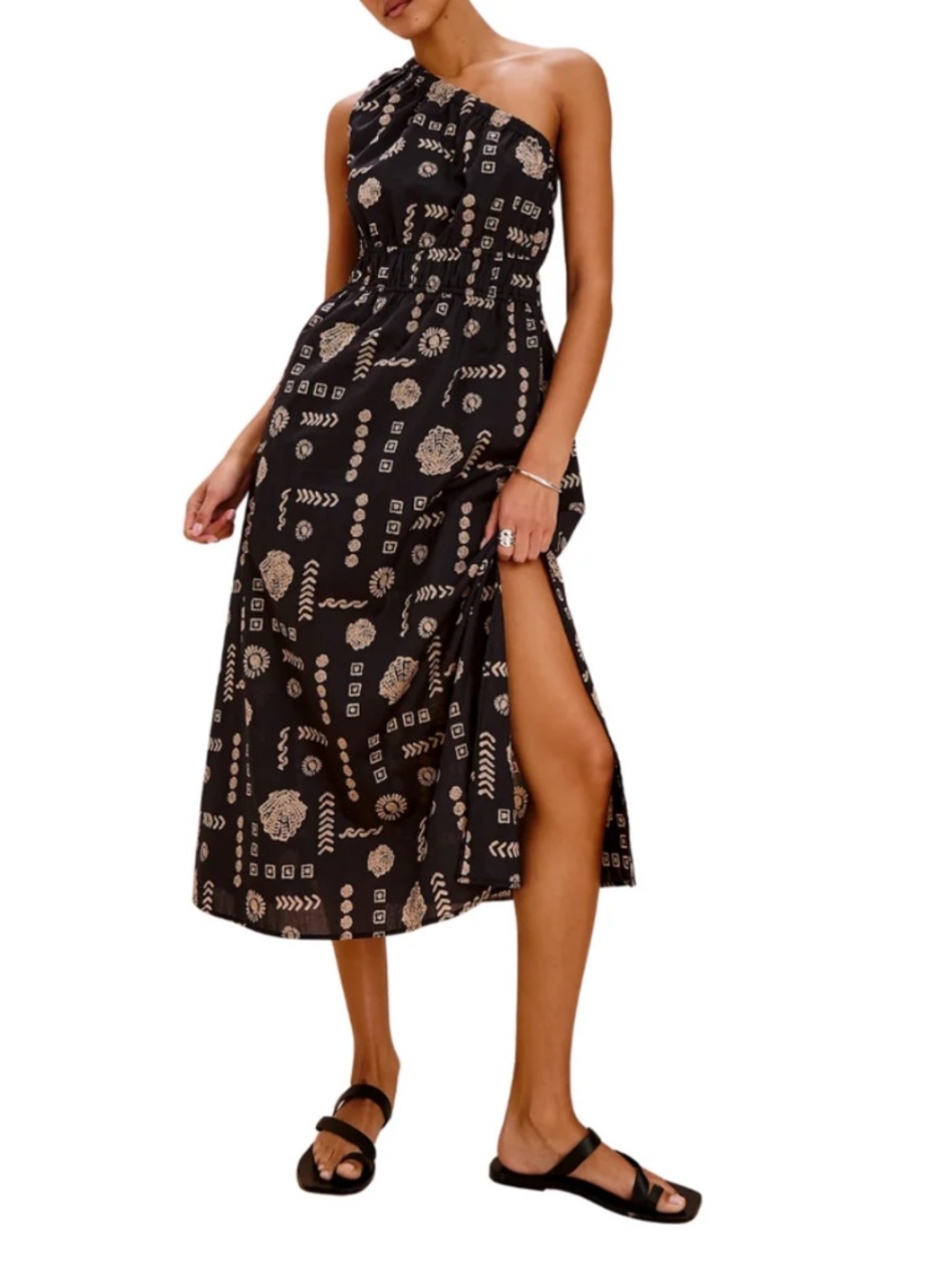 Rails Selani Dress - Black & Beige Beach Shell Pattern - XS